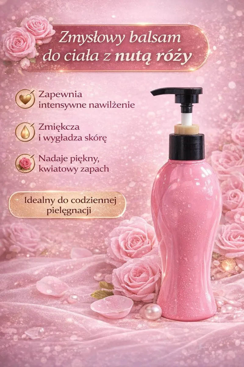 Zmysłowy balsam do ciała z nutą róży różowy