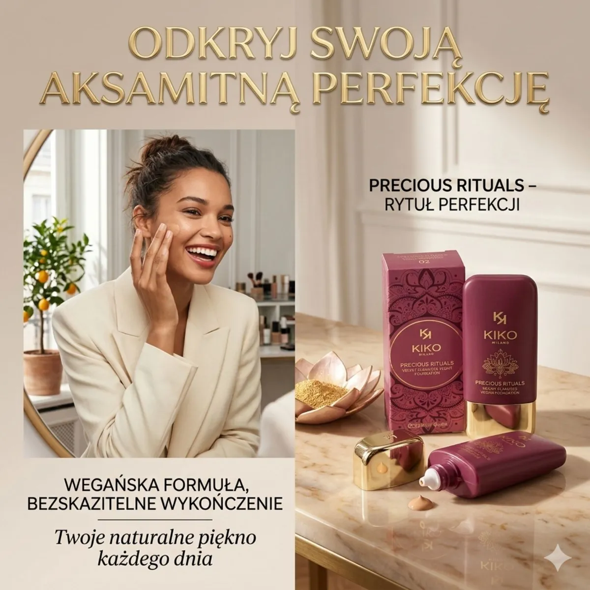 Kiko Precious Rituals Vegan Foundation Bordowy 02