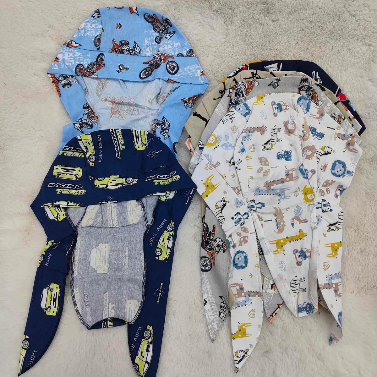 Chustki dla Dzieci z Motywami Motocykli i Zwierząt Mix Kolorów