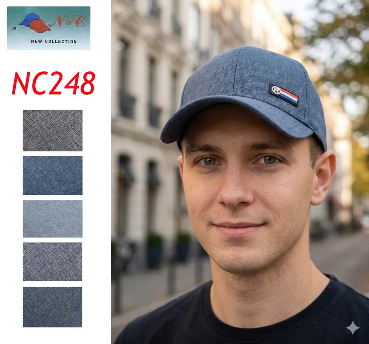 Czapka N&C NC248 Denimowa Szara Męska