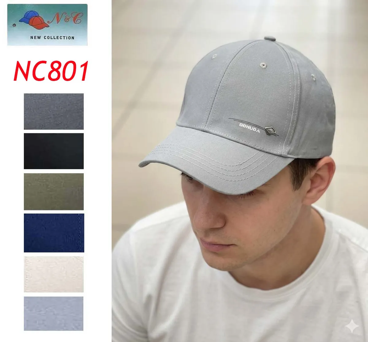 Czapka N&C NC801 Szara Męska z Wzorem