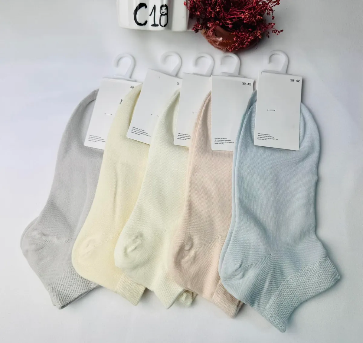 Skarpetki damskie C18 stopki 30-42 pastelowe 5szt