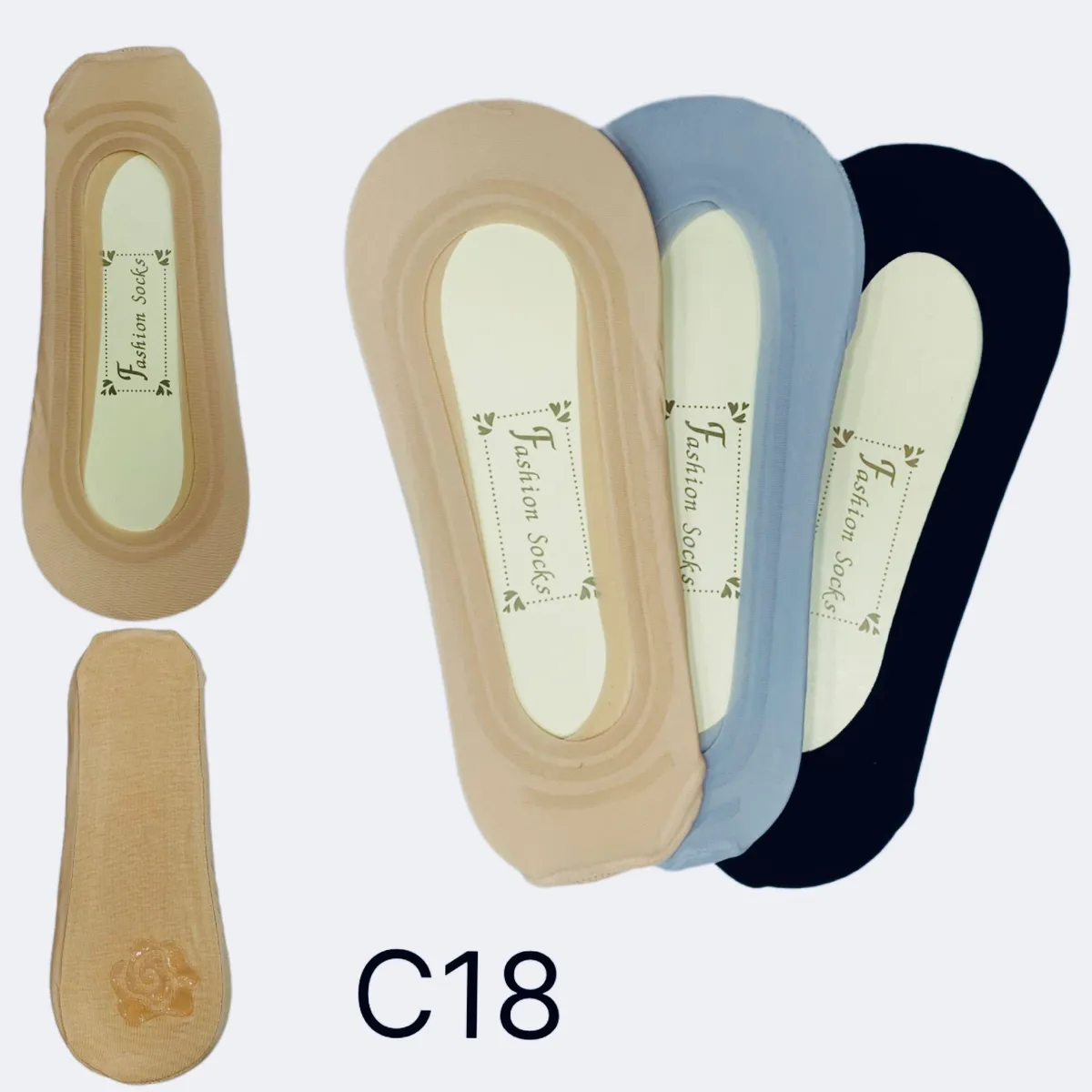 Skarpetki Damskie Fashion Socks C18 Nude Szary Czarny