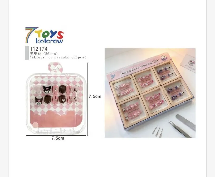 Zestaw 7Toys Naklejki do Paznokci Kolorowe 36szt 7.5cm
