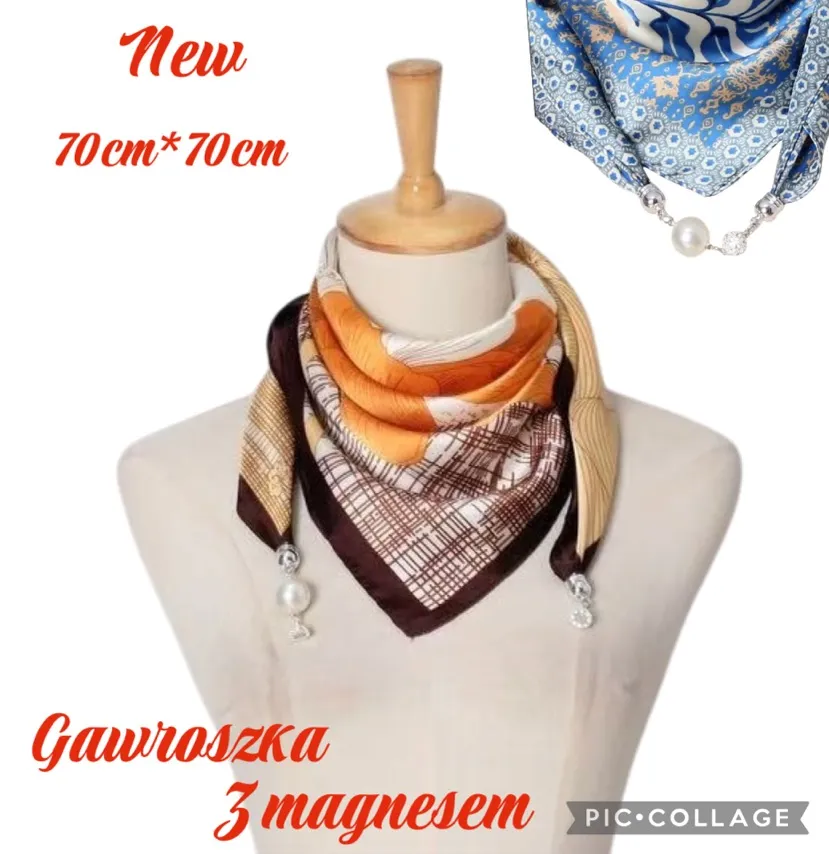 Chusta Kwiatowa 70x70cm z Perłami Nowość