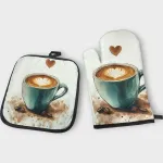 Zestaw Rękawica Kuchenna + Podkładka Motyw Cappuccino