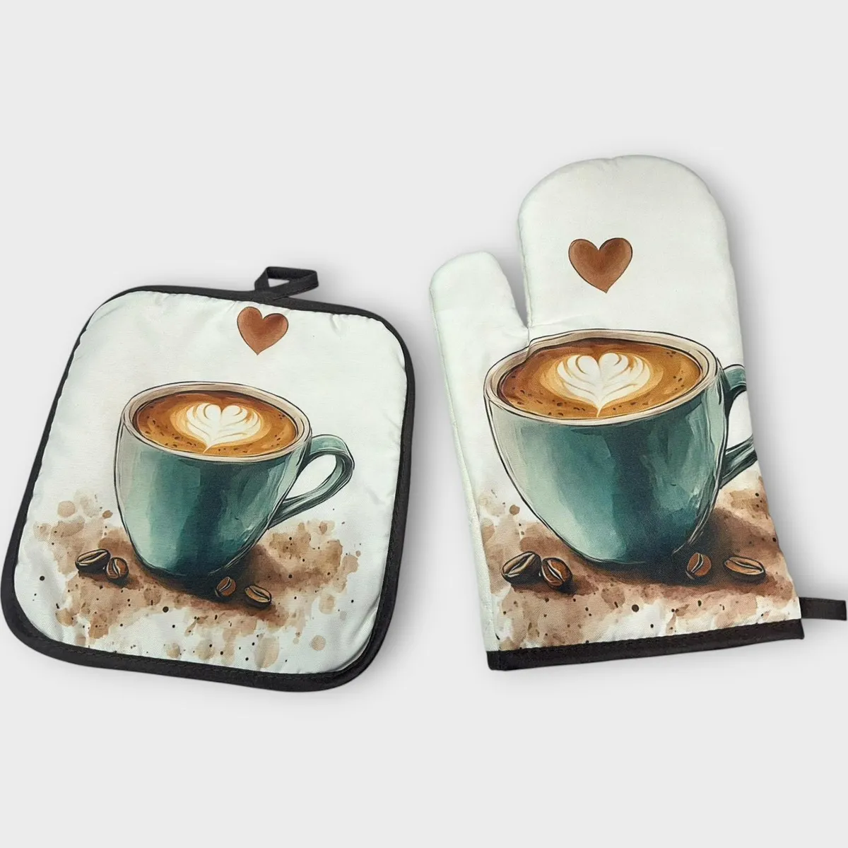 Zestaw Rękawica Kuchenna + Podkładka Motyw Cappuccino
