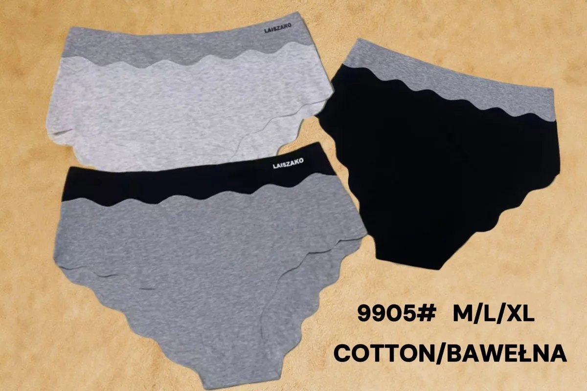 Laiszako Majtki Bawełniane Szare/Czarne M/L/XL 9905#