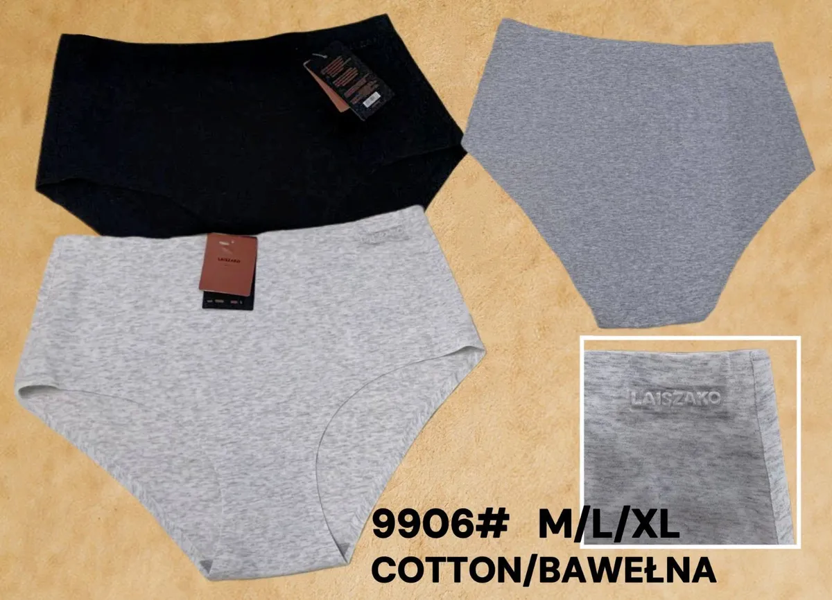 Laiszako Majtki Bawełniane Czarne/Szare M/L/XL 99006#