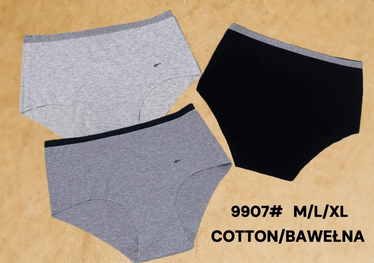 Bielizna damska bawełniane majtki szare/czarne M/L/XL 9907