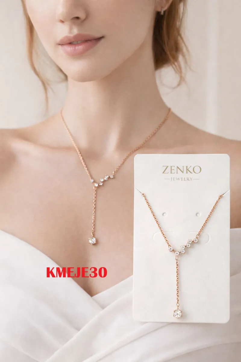 Naszyjnik ZENKO damski rose gold z kryształkami