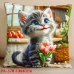 Poszewka 40x40cm Kot z Tulipanami PA-378