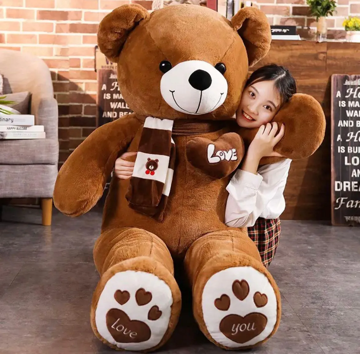 Maskotka Pluszowy Miś Brązowy 100cm z Szalikiem