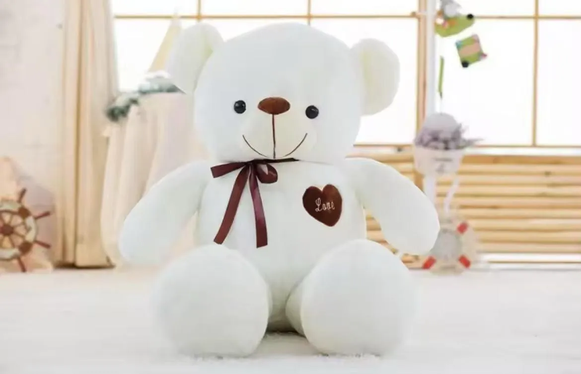 Maskotka Pluszak Biały Miś 60cm z Kokardą