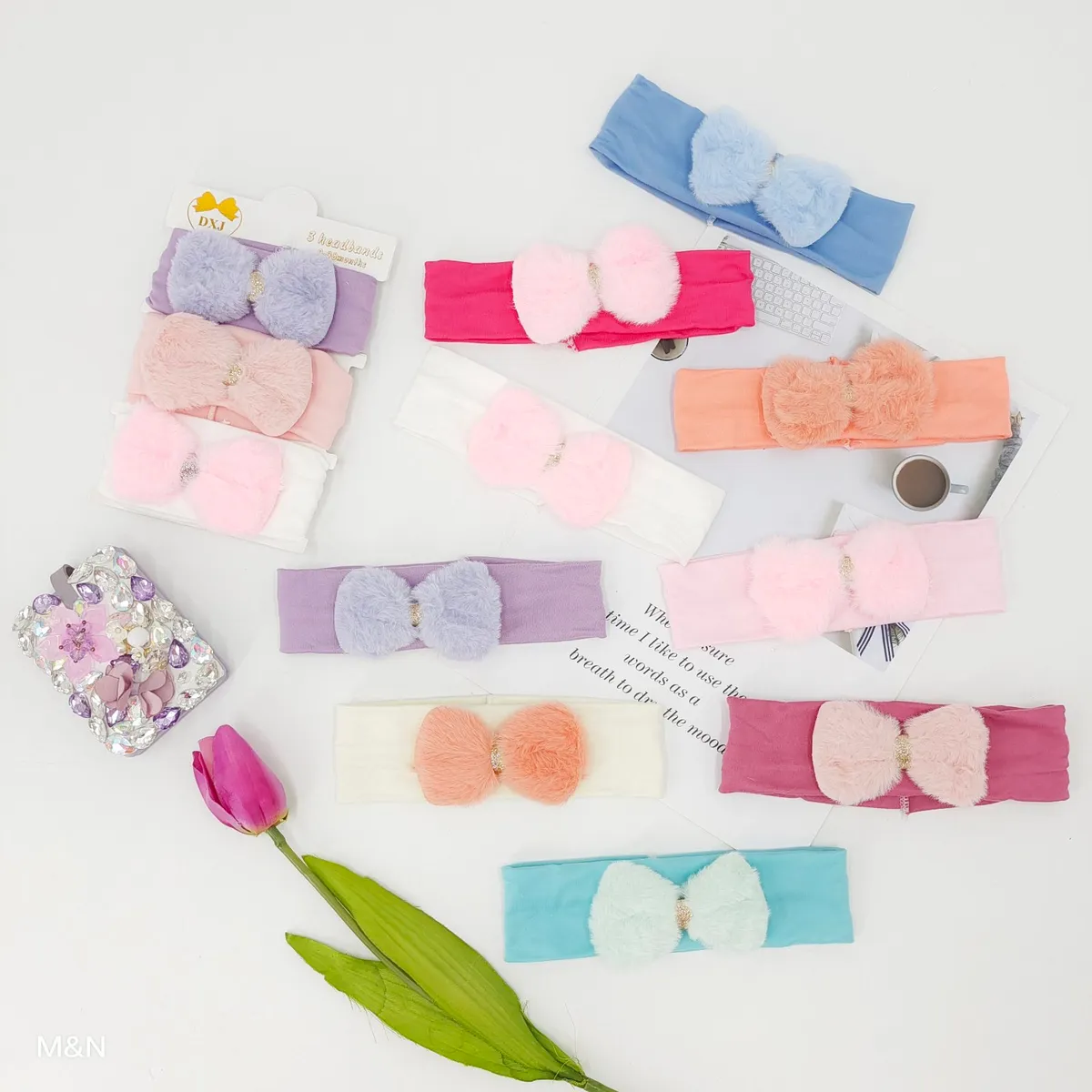 Opaska dla dzieci DXJ 8 szt. mix kolorów z kokardą