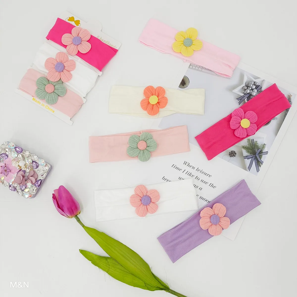 Opaski dla dzieci M&N kwiatowe wielokolorowe