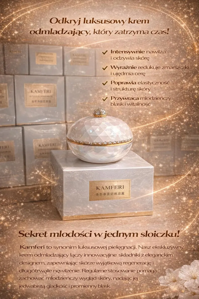Kamferi Krem Odmładzający Premium w Słoiku Perłowym