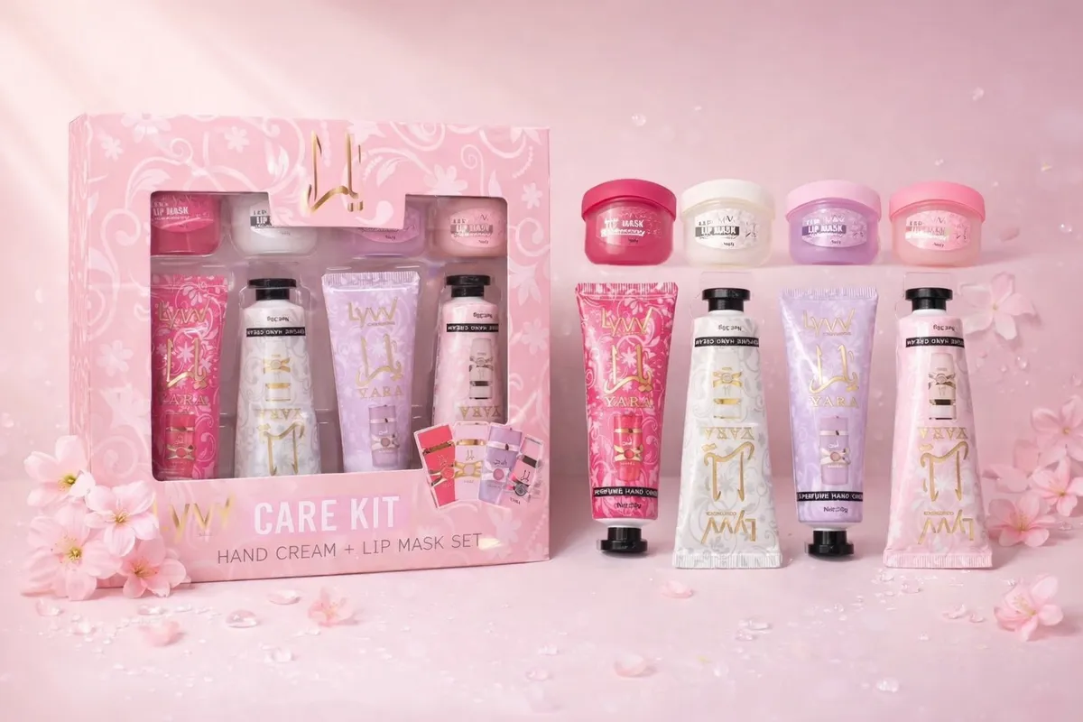 Zestaw LVY Care Kit Krem do Rąk i Maska na Usta Różowy