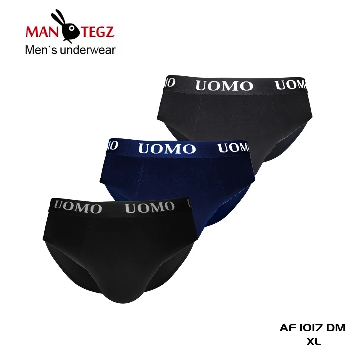 Męskie slipy UOMO Man Tegzz Czarne Granatowe XL 3 szt