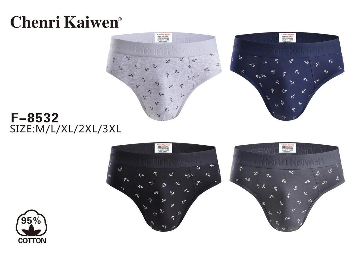 Męskie bokserki Chenni Kaiwen z kotwicami szary granatowe XL/XXL/3XL