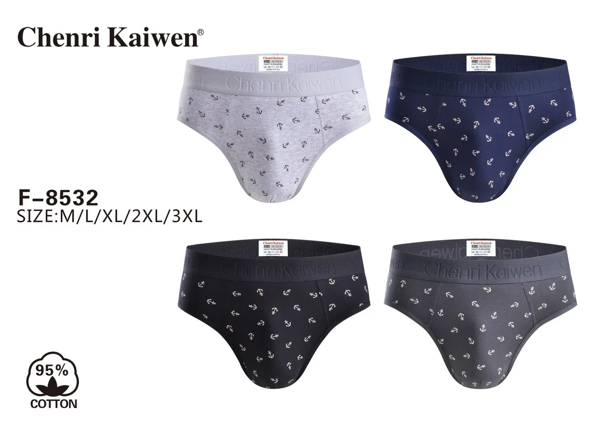 Męskie slipy Chenni Kaiwen z kotwicami szary granatowe M-3XL