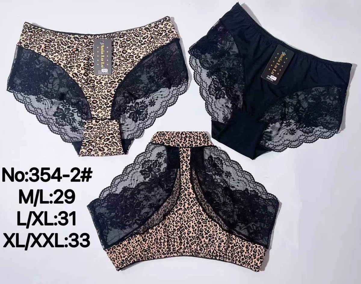 Stringi damskie koronkowe leopard i czarne M-L XL-XXL