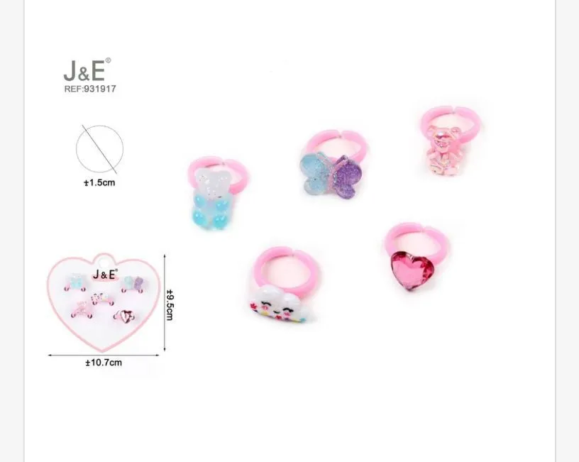 Zestaw 5 kolorowych pierścionków J&E REF-931917