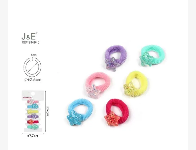 Gumki do włosów J&E scrunchies z gwiazdkami 1-2.5cm