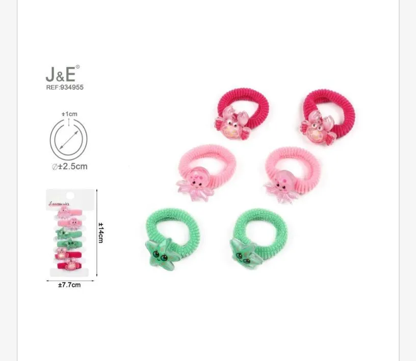 J&E Gumki do włosów scrunchies z ośmiorniczkami 6 szt