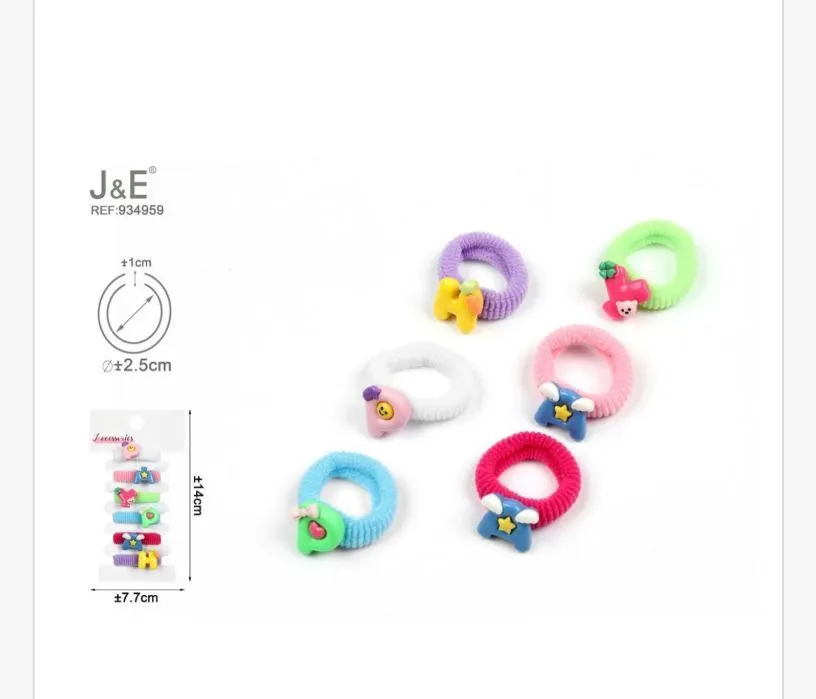 J&E Gumki do włosów scrunchies z ozdobami 6 szt ø2.5cm