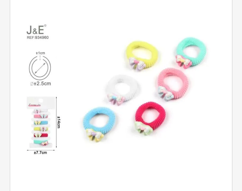 J&E Gumki do włosów scrunchies z kokardkami 6 szt multikolor
