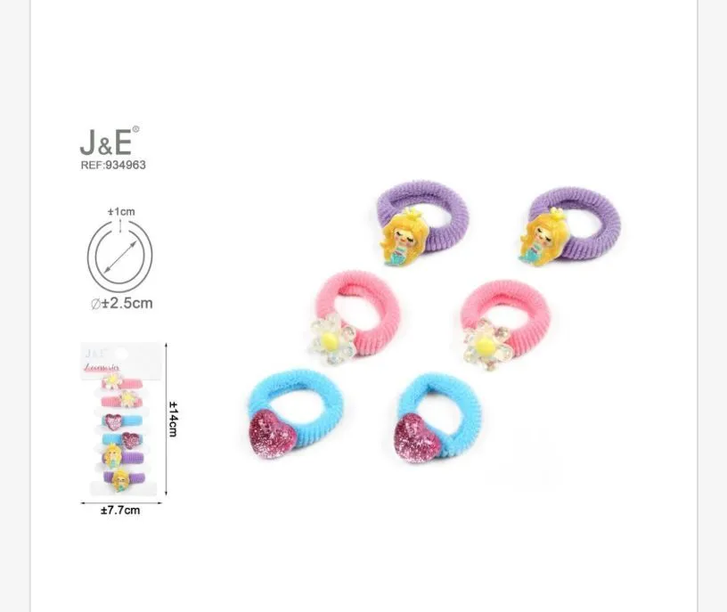 J&E Scrunchies z postaciami 6 szt ø2.5cm +1cm