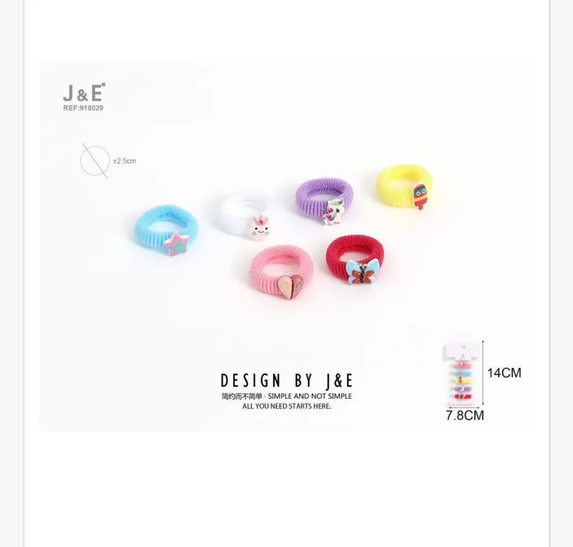 J&E Gumki do włosów scrunchies 6 szt. kolorowe 2,5cm