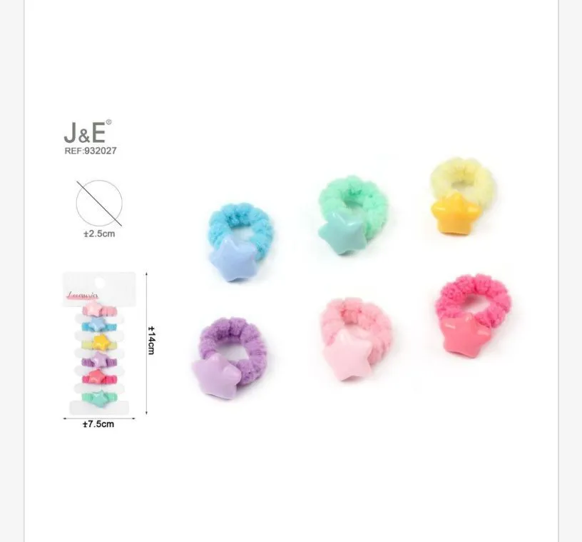 J&E Scrunchies z gwiazdkami pastelowe 2.5-7.5cm