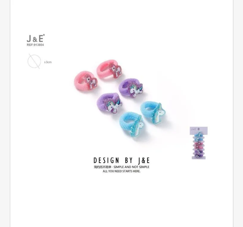 J&E Gumki do włosów z jednorożcami 12 szt różowe fioletowe niebieskie