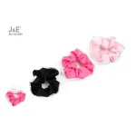 Scrunchies J&E czarne i różowe z brokatem REF931684