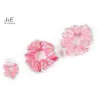 J&E Gumki do włosów scrunchies różowe błyszczące