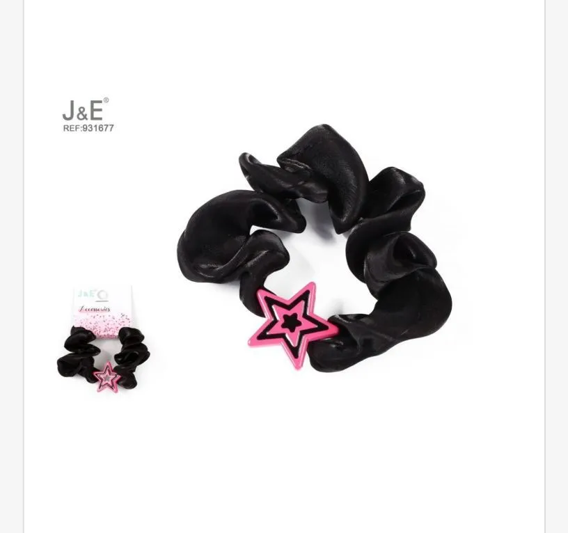 J&E Gumka do włosów scrunchie czarna z gwiazdą REF-931677