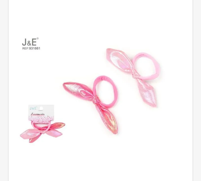 J&E Gumki z Kokardami Różowe z Brokatem REF 931661