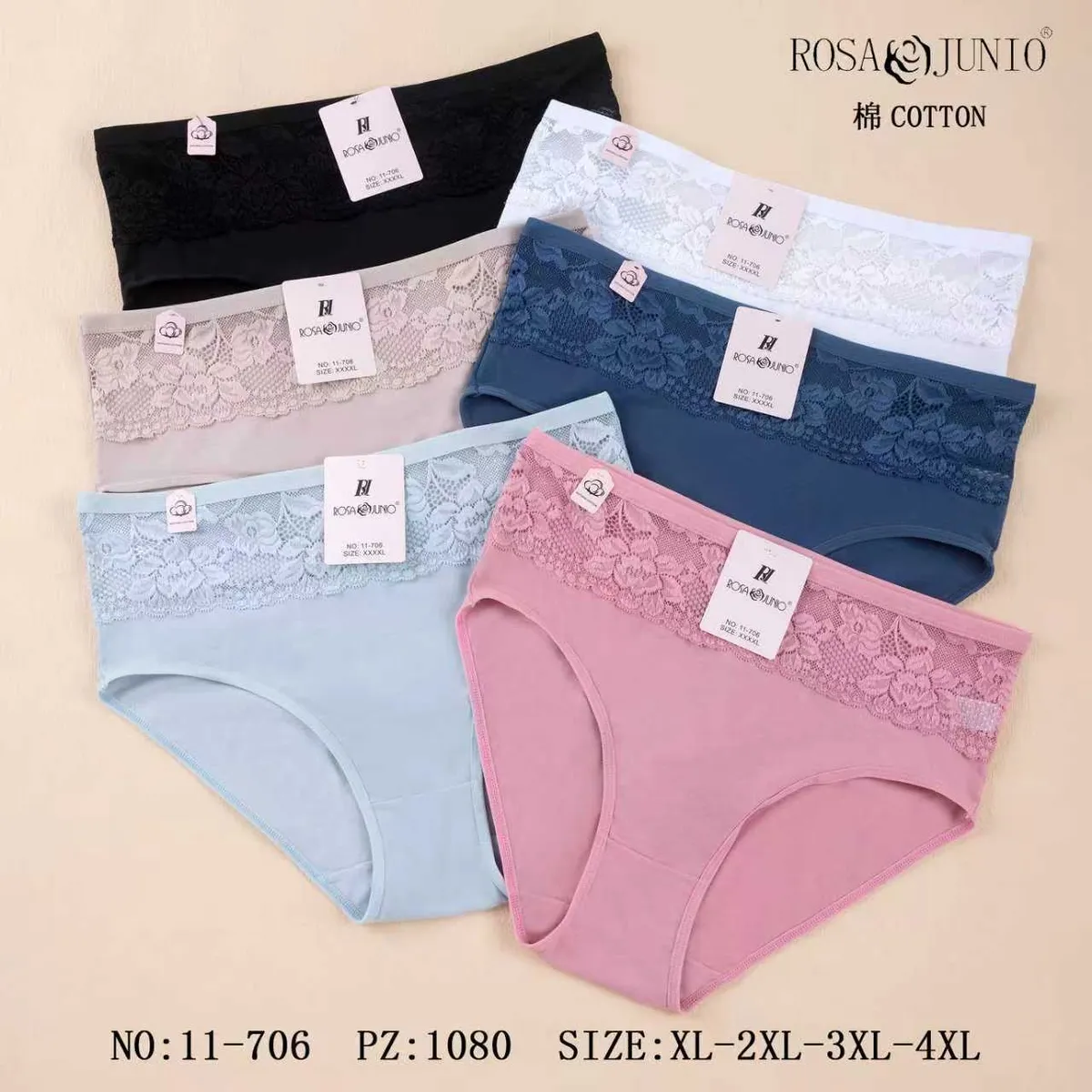 Rosa & Junio Majtki Bawełniane z Koronkami XL-4XL