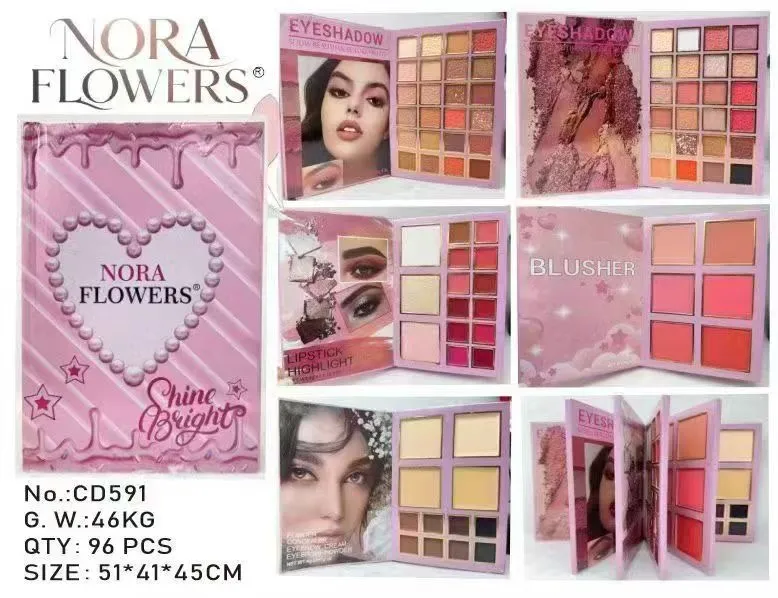 Zestaw do makijażu NORA FLOWERS Eyeshadow Blusher Lipstick