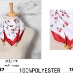Chusta damska z wiśniami biało-czerwona 100% poliester