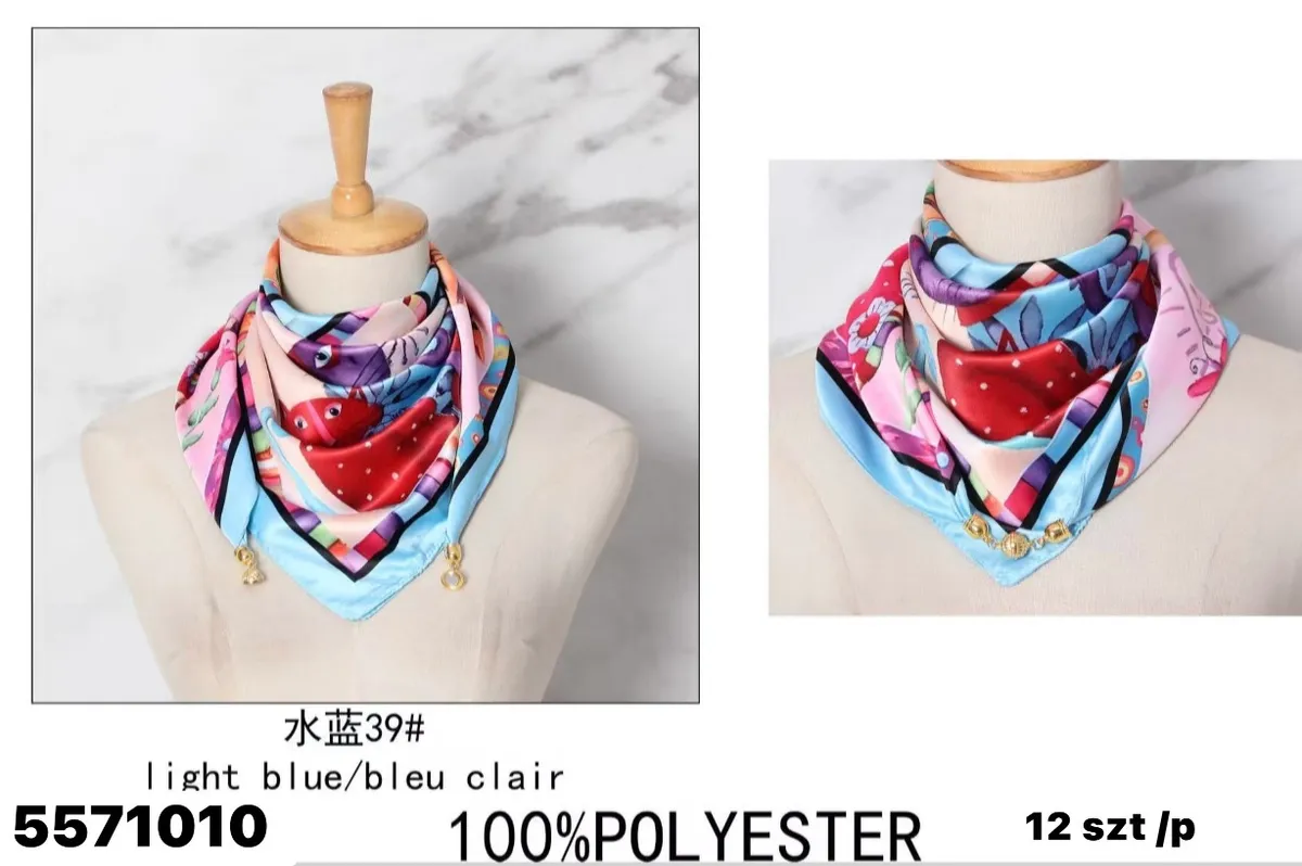 Chusta damska wielobarwna light blue 100% poliester