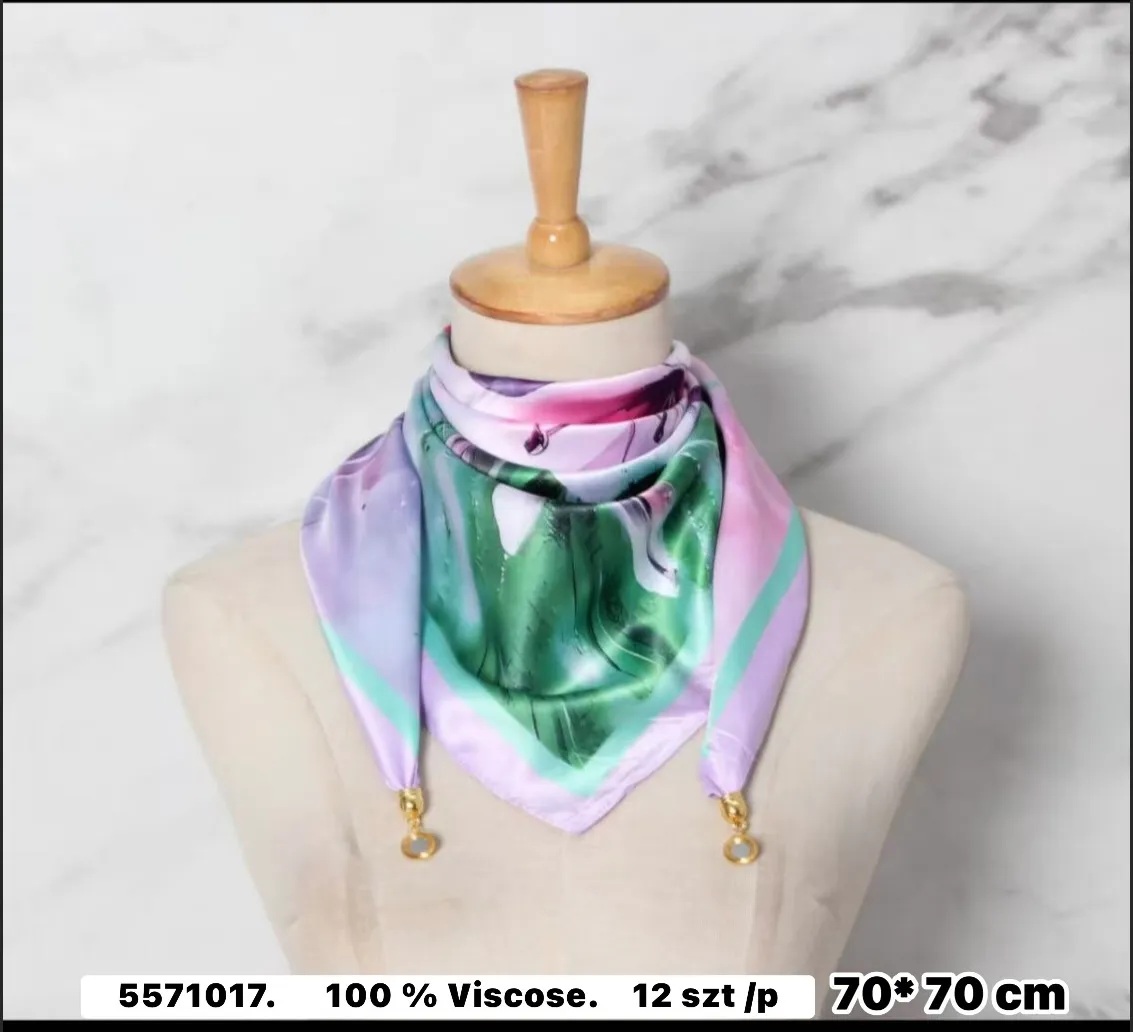 Chusta wiskoza 100% 70x70cm wielokolorowa zielono-fioletowa