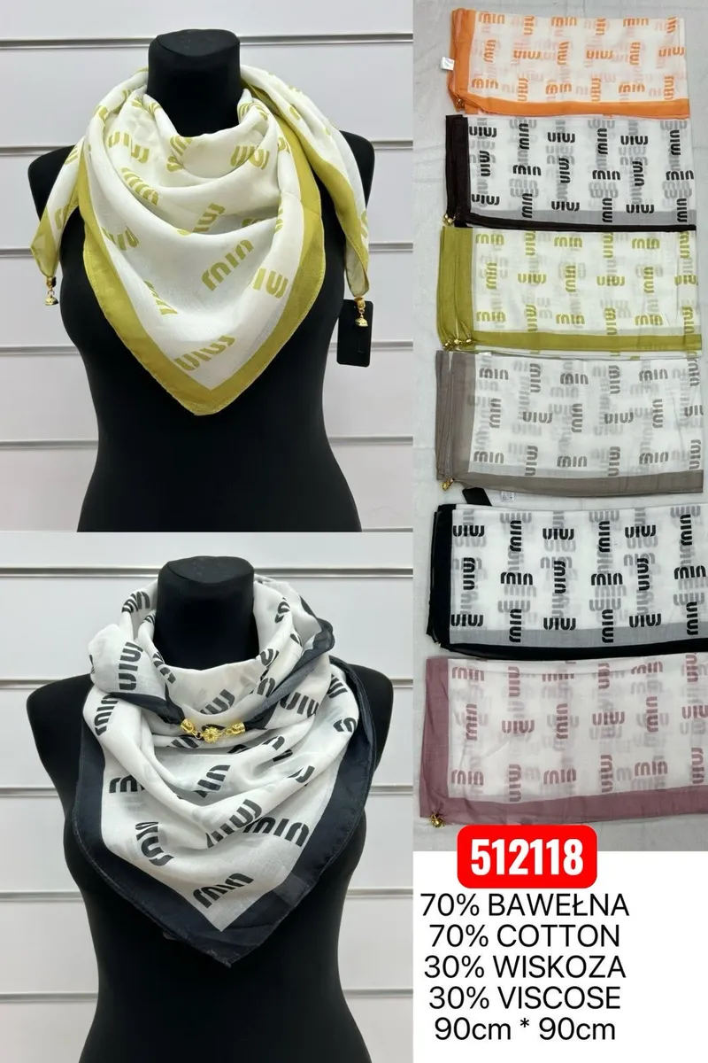 Chusty Kwadratowe Mix Monogram 70% Bawełna 90x90cm