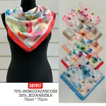 Chusty Kwiatowe 70x70cm 70% Wiskoza 30% Jedwab Mix Kolorów