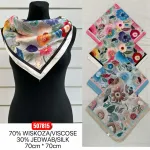 Chusta Kwiatowa 70x70cm Wiskoza/Jedwab Mix Kolory