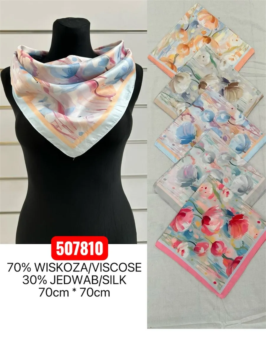 Chusty Kwiatowe Mix 70x70cm Wiskoza/Jedwab