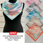 Chusty Kwadratowe Mix Marmurkowe 70x70cm Wiskoza/Jedwab