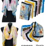 Chusty jedwabne 100% silk kwiatowy wzór mix kolorów